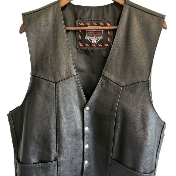 INTERSTATE Leather Men's Full Snap Lace Up Vest Size XL - Picture 1 of 8